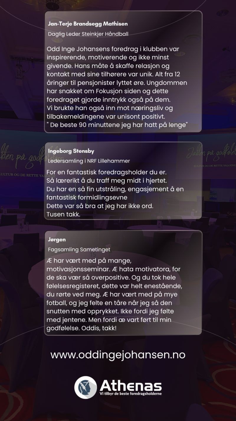 Tilbakemeldinger og referanser fra Odd Inge Johansens foredrag