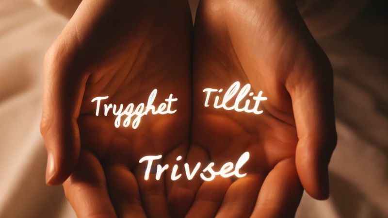 To hender som holder de tre lysende ordene Trygghet, Tillit og Trivsel